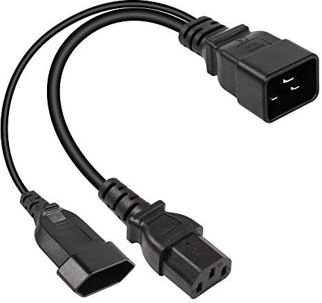 SinLoon C20 a C13 + Euro Y Splitter Cable de alimentación IEC 320 C20 Macho a C13 + Euro Hembra Cable de conversión de CA Adecuado para UPS PDU PSU Etc.