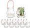 Relaxdays Pack de 12 Portavelas Vidrio, con Asa, Interior, Exterior, Porta Velas de Té, 10 x 8,5 cm, Transparente y Rojo