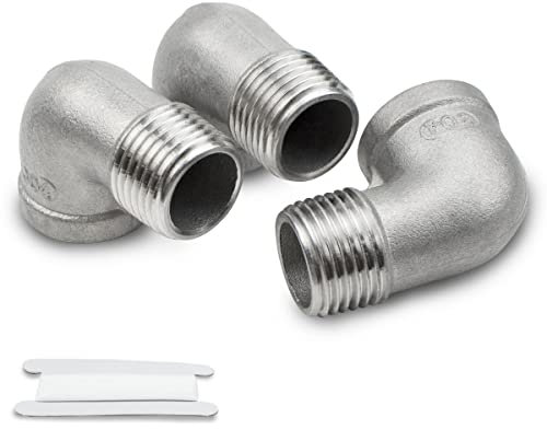 Bwintech 3 Pz 90 Gradi 1/4 Femmina a 1/4 Maschio BSP Filo Acciaio Inox 304 Gomito Connettore Raccordo per Tubo di Collegamento Conversione