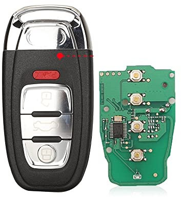 Clé à distance intelligente semi-clé 3 4 BTN 433 868 MHz 8T0959754D compatible avec Audi Q5 A4L A5 A6 A7 A8 RS4 RS5 S4 S5 (couleur : 4 boutons mat, taille : 433 MHz)