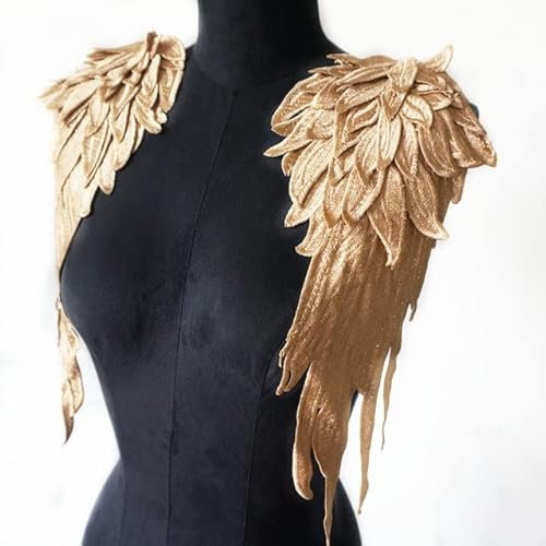 SELCOA 2 Teile/Satz Stickerei Engel Flügel Applikation Nähen Blume Kragen Patch Für Hochzeit Party Kleid Braut Kleid Kleidung DIY Handwerk