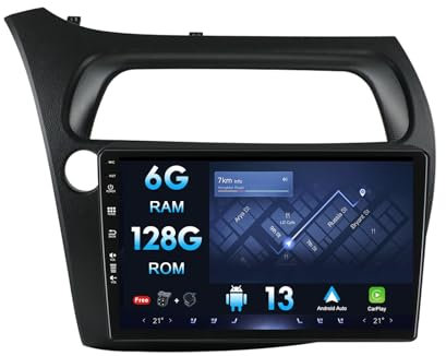 MISONDA Autoradio 9 Pulgadas IPS Pantalla Táctil 6G + 128G Android 13 para Honda Civic Hatchback 2006-2011 Radio Coche con GPS + DSP Carplay WLAN BT SWC RDS -Soporte Dab