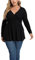 TIANZHU Plus Size Black Tops for Women Wrap Baby Doll Shirt Long Sleeve Winter Tunic Top Dressy V Neck Blouse Empire Waist Low Cut Flowy Peplum Clothing, Black, XL