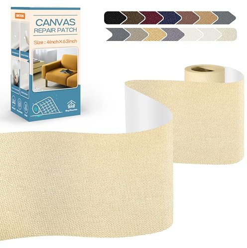 KING MOUNTAIN Canvas Repair Tape,Outdoor Gear Patch, 4×63 Inches,Waterproof,Self-Adhesive for Repairing Boat Covers,Sun Shades,Sofas,Tents,Lounge Chairs,Awnings (Beige)