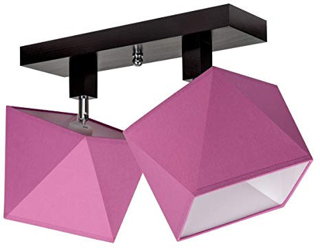 alfalux Deckenlampe DIA21RORODPR dreh- und schwenkbar Deckenstrahler Deckenleuchte Leuchte 2-flammig Holz Kinderzimmer Wohnzimmer Lampe LED-geeignet (Rosa)