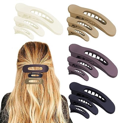 Ruzister® 12 Stück flache Krallenklammern für Frauen, rutschfeste Alligator-Haarspangen in neutralen Farben, ideal für den täglichen Gebrauch, langlebig Mehrfarbig