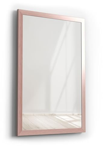 Picati Cadre de miroir classique avec miroir | Or rose | Dimensions du miroir : 40 x 60 / 60 x 40 cm | plus cadre 5 cm | Miroir mural | en 11 tailles