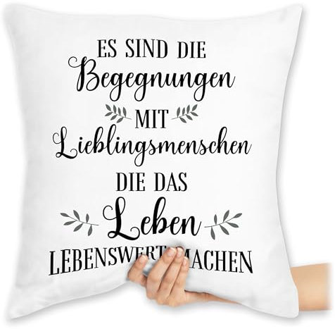 Kissen 40x40 Zierkissen - Freund - Lieblingsmensch Geschenk - Lieblingsmenschen Geschenke - Seelenverwandt - 40 x 40 cm - Weiß - seelenverwandte Freunde Freundschaft freundes für Bester Beste Fuer