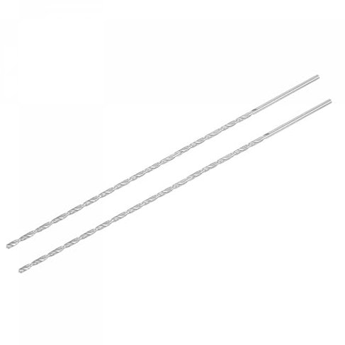 TA-VIGOR 2Pcs 2.5mm Extra Long Twist Drill Bits, 200mm Length High-Speed Steel HSS Straight Shank Spiral Drill Bits for Wood Metal Aluminum Plastic