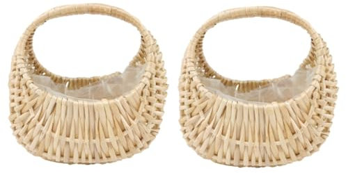 Toddmomy 2 Stück Handgewebter Rattan-blumenkorb Mit Griff Dekorative Blumenvase Für Zuhause Hochzeit Mini-weidenkorb