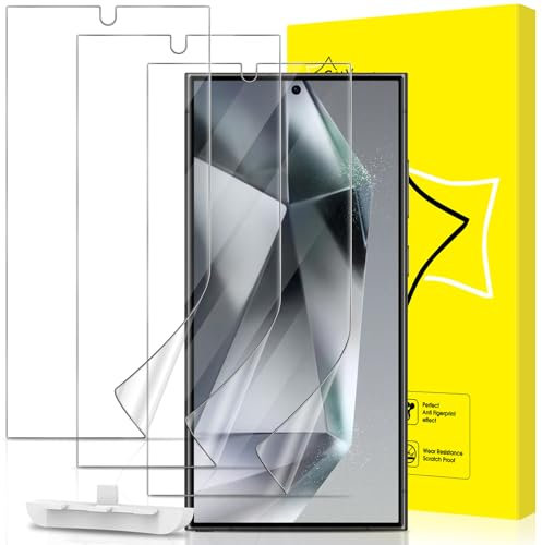 GiiYoon 3 Stück Schutzfolie für Samsung Galaxy S24 Ultra 5G, Weiche TPU-Folie, Vollständige 3D-Gewölbte, Fingerabdruck-ID unterstützen Blasenfreie Klar HD displayfolie