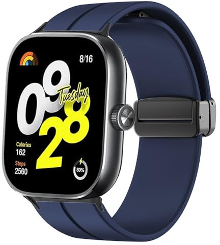 Blueshaweu Cinturino Compatibile con Xiaomi Redmi Watch 4 Smartwatch, Morbido Silicone Dual Magnetico Cinturino Regolabile Compatibile con Xiaomi Redmi Watch 4 Smartwatch (Blu)