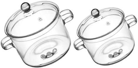 Cabilock 2 Ollas De Vidrio Tarteras Cazuelas De Cocina Antiadherentes Para Sopa y Fideos