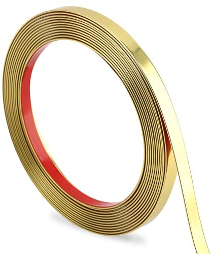 Hungbak Peel und Stick Wundformung Trim, flexibler PVC Streifen für Spiegel, Schrank, Fliesen Rund und DIY Wohndekoration (glänzend Gold, 5m x 1cm)