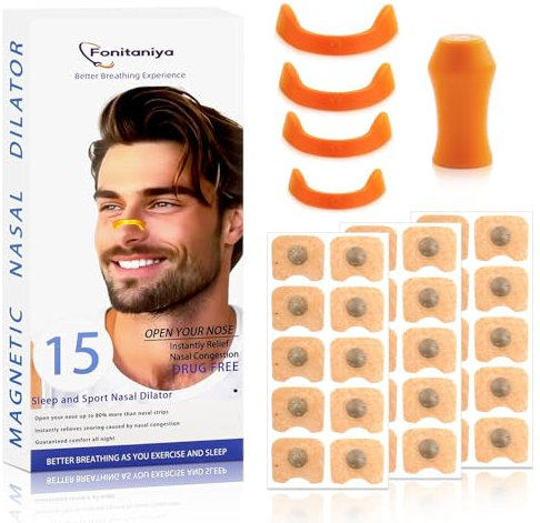 Nasenpflaster Schnarchen,30 Stück Nasenpflaster Besser Atmen, Intake Breathing Nasal Strips,4 Nasenklammern,Anti Schnarch Magnetischer Nasenstrips,Nose Strips Gegen Schnarchen