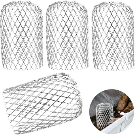 EIHI 4 Pièces filtre gouttiere crepine grille évacuation eau pluviale Gouttière en Métal Tamis de Filtre Extensible Crépine pour Gouttières Tuyau de Descente