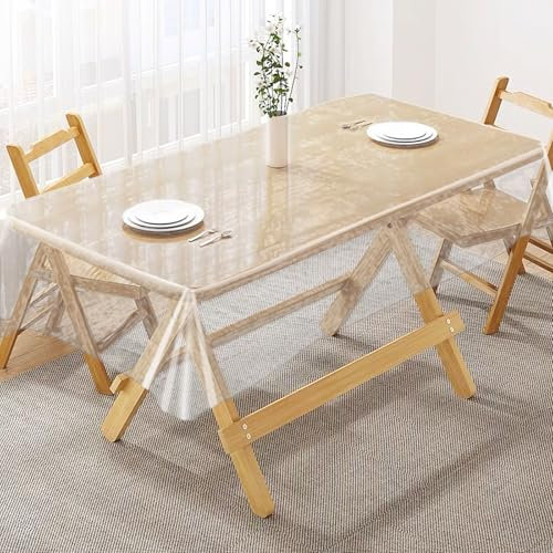 HENGBIRD Tischfolie Transparent 130 × 70cm Tischdecke Transparent 0.25mm Tischdecke Durchsichtig Transparente Tischdecke Abdichtung Durchsichtige Tischdecke Geeignet für KüChe Innen und AußEnbereich