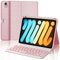 JADEMALL Coque Clavier pour iPad Mini 7 (A17 Pro) 2024, AZERTY Clavier Rétro-éclairé Détachable pour iPad Mini 7 A17 Pro/Mini 6 8.3, Rose