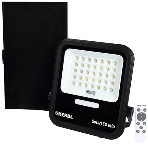 Kerbl SolarLED Elio, LED-Außenstrahler – inkl. externem Solarmodul (Abmessung 27 x 4,9 x 30,6 cm, Gewicht 0,22 kg, Schwarz, Kunststoff) 345696