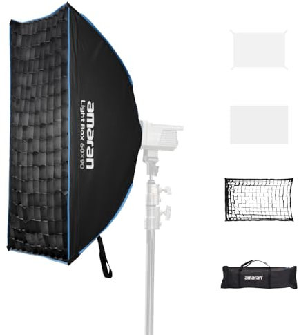 Amaran Light Box 60x90cm con Attacco Bowens, Softbox Modificatore di Luce Morbida a Montaggio Rapido con Diffusione & Griglia, per Fotografia di Ritratto e Prodotti, Portatile con Borsa
