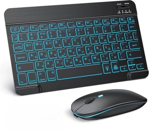 Hebrew/Russian/Spanish/Portuguese/Korean RGB Backlight Bluetooth Keyboard Fit Fit Fit For IOS Android Windows iPad Samsung Tablet Laptop(Russian set)
