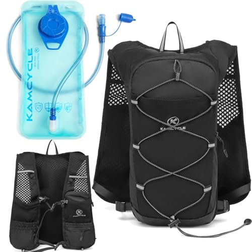 KAMCYCLE Laufrucksack, Laufweste,Ultraleichter Trinkrucksack, Trail Run Rucksack Trinkweste, Hydration Pack FahrradrucksackMarathon, Laufen, Wandern (mit 2l-Blase)