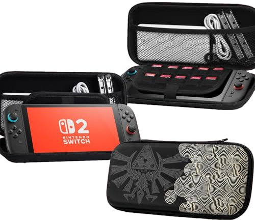 ANTROBIN Custodia Protettiva fur Switch 2 Zelda Tears of the Kingdom, Rigida Portatile Accessori Zelda Tears of the Kingdom con 10 Cartucce di Gioco, (Nero)
