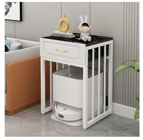 Linmeas-753 Kehrmaschine Regal Organizer Lagerschrank Bewegliches Aquarium Rack mit Rädern(White Frame+Black)