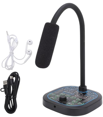 Topiky Podcast Equipment Bundle, 16 Sound Effects Microphone Voice Changer, Studio Equipment Kit with Voice Changer, Voices Changers with Live Sound Card, Condenser Microphone for