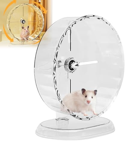 Silent Hamster Rad, 24cm Hamster Laufrad mit Doppellagern, Höhenverstellbares transparentes Rennmausrad, Simulieren Sie natürliches Laufen, für Zwerg Syrische Hamster Rennmäuse Ratten