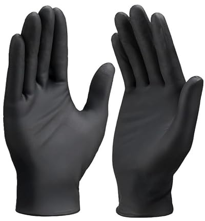 PBHOVIITG 10–100 Stück schwarze Nitrilhandschuhe, Einweghandschuhe for Kochen, Grillen, Waschen, Nageltechnik, Küchenreinigung, Auto, Haushalt(20pcs,L)