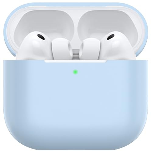 Nemteur Hülle für AirPods Pro 3, Thin Schützende Silikon Case für Air Pods Pro 3 2025 (USB-C) Skin Front LED Sichtbar Silicone Cover, Hellblau