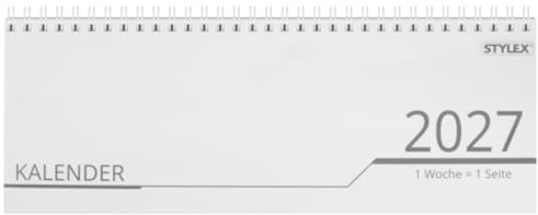 Stylex Schreibtischquerkalender 2027, 32 Blatt, 1 Woche pro Seite, Spiralbindung, Tischkalender quer von naund