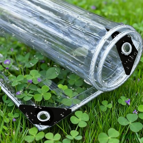 Plane Wasserdicht mit Ösen 120 x 170 cm Wasserdicht Durchsichtig UV Best Ndig, Faltbar Reißfest Wetterfeste Plane - Transparent - mit Ösen für Schutz vor Witterung, A