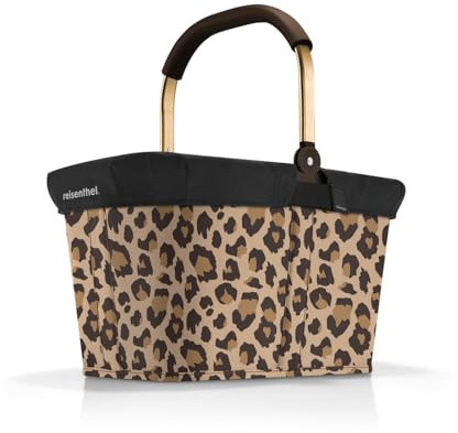 Reisenthel Set carrybag frame leo macchiato mit Cover black Stabiler Einkaufskorb mit praktischer Innentasche – Elegantes und wasserabweisendes Design
