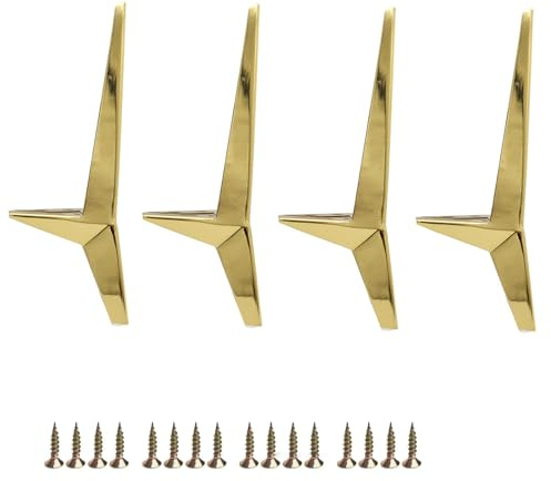 HDEYRSX 4 Stück Möbelfüße Metall Tischbeine Schrankfüsse,Sofa Füße,Sofa Ersatz Stützfüße Beine für Schreibtisch,Kleiderschrank,Esstisch,TV-Ständer und Nachttische,mit Schrauben (Gold,15cm)