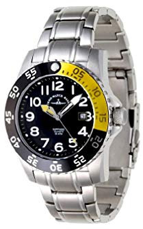 Zeno-Watch Herrenuhr - Airplane Diver Airplanediver II, Black + Yellow - 6350Q-a1-9M