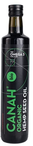 Natürliches Hanfsamenöl von Canah 500 Mililiter BIO - kaltgepresst, roh, vegan, reich an Omega-3 Omega-6 Fettsäuren, trägt zum normalen Blutcholesterinspiegel bei, Koscher zertifiziert