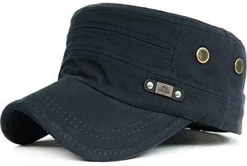 Kuyou Unisex Army Military Flat Cap Vintage Cotton Baseballmütze Kappe (008Navy)