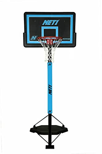 NET1, Premium Height Adjustable Full-Size Regulation Portable Basketball Backboard System For Adults, Ultra Durable 18 Solid Steel Hoop, Padded Pole