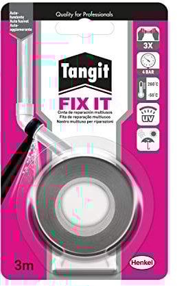 Tangit Fix It Cinta adhesiva de reparación multiusos (2,5 cm x 3 m), cinta adhesiva impermeable para sellado y reparaciones rápidas de fontanería, cinta aislante para fugas