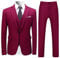 Costume Homme 3 Pcs Costard Blazer Veste et Pantalon Gilet Mariage Party Smoking, Vin Rouge, M