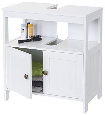 Mendler Waschbeckenunterschrank HWC-B63, Badschrank Badezimmer Unterschrank Waschtischunterschrank, 60x60x30cm - weiß