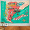 Shrahala Map Wandteppich, Asien Indien, abstrakte schwarze Bordüre, Cartography Chart Wandbehang, große Psychedelic Tapisserie, Dekoration, Schlafzimmer, Wohnheim Casual 51.2 x 59.1 Inches Rot 2