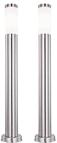 etc-shop 2er Set LED Außen Steh Lampen Edelstahl Garten Beleuchtung Wege Lampen Hof Strahler Säulen