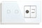 BSEED Touch-Schalter für Glaswandleuchte 2 Fach 2 Weg mit 1/2 TV Antenne Koaxial und RJ45 Cat5e Ethernet Buchse Steckdosen Weiß