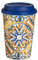 BARONI Tazza da Viaggio Cappuccino in Ceramica Ortigia con Tappo in Silicone Blu 10x10x14 cm
