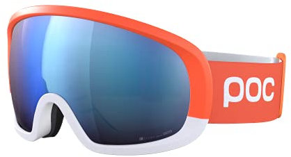 POC Fovea Mid Clarity Comp + - Optimale Skibrille für den Wettkampf, Fluorescent Orange/Spektris Blue