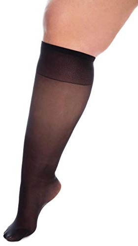 All Woman Womens Wide 20 Denier Plus Size Knee Highs, Single Pair | Large Fit Pop Socks, Extra Stretch, Wide Calf Band, Soft and Non-restrictive, Swollen Legs and Ankles, UK
