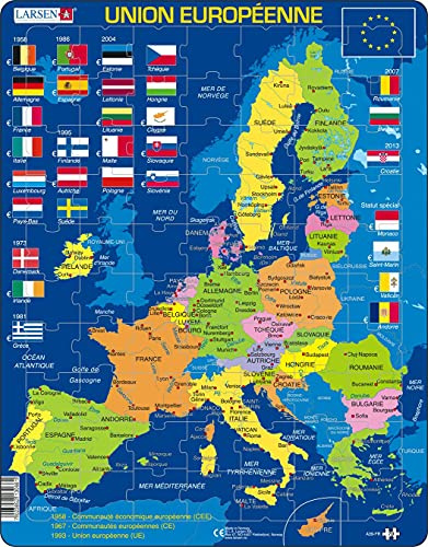 Larsen A39 Die Europäische Union (EU), Französisch Ausgabe, Rahmenpuzzle mit 70 Teilen